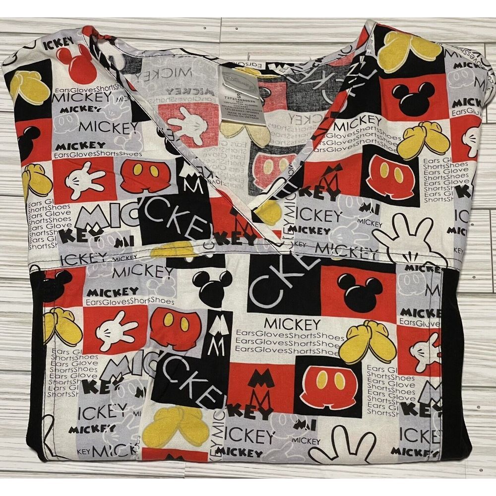 Women's Disney Mickey Mouse Block Scrub‎ Top Small